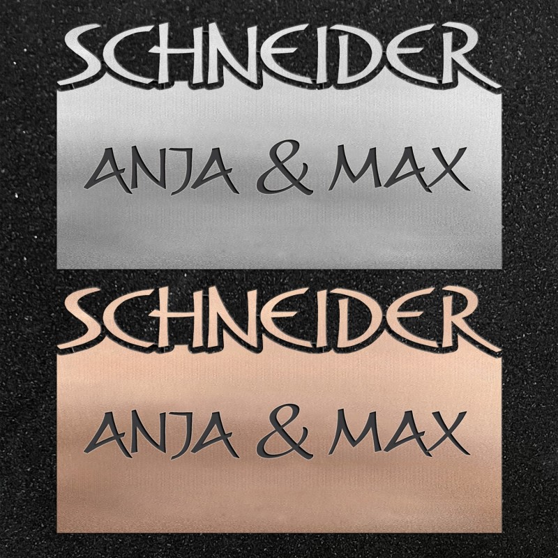 Schrifttafel mit Schriftzug "Design 5"