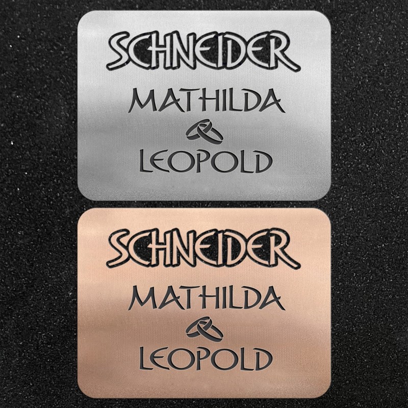 Schrifttafel mit Schriftzug "Design 2"